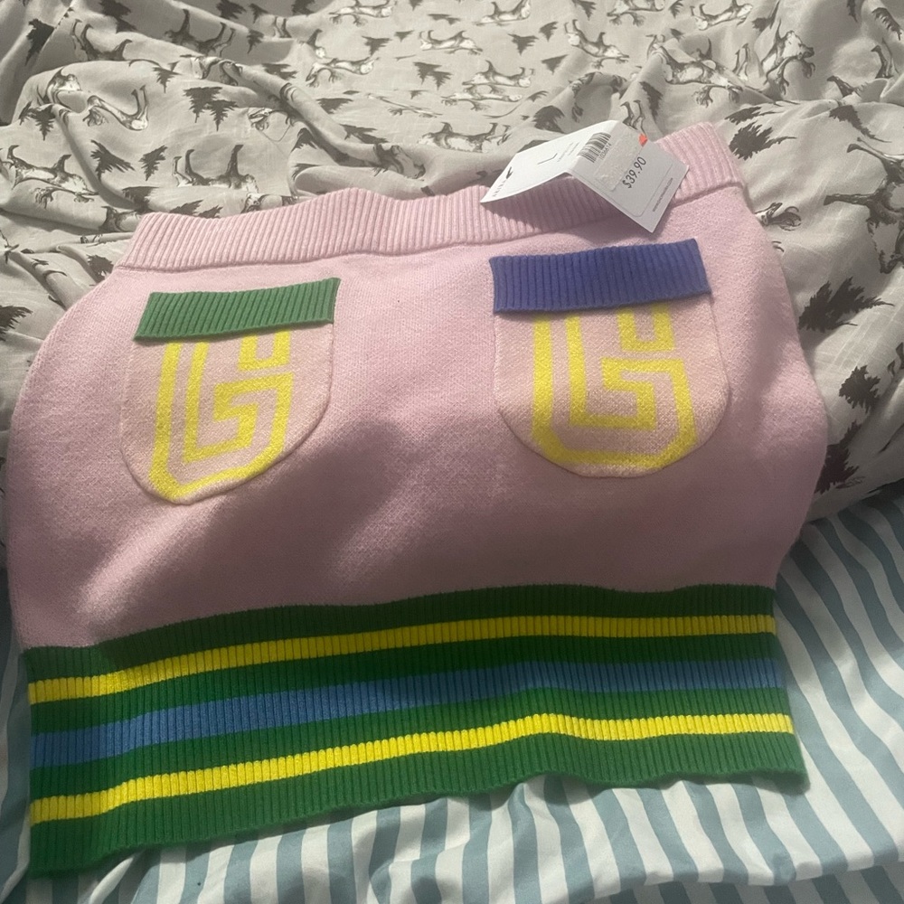 10 for$10AKIRA Pastel Pink Mini Skirt with Bold Stripes